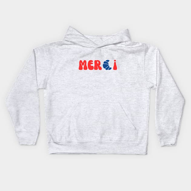 Merci Croissant French Lover Graphic Kids Hoodie by yourstruly